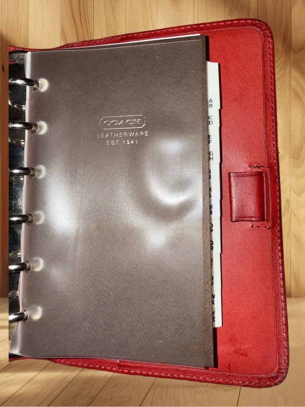 Coach Vintage Red Leather 6-Ring Agenda / Planner